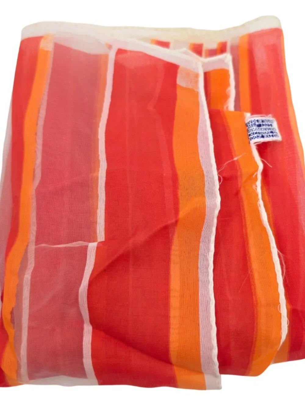 Vtg 60s 70s Mod B&H Japan Nylon Scarf Colorful Orange Sheer Stripe 42